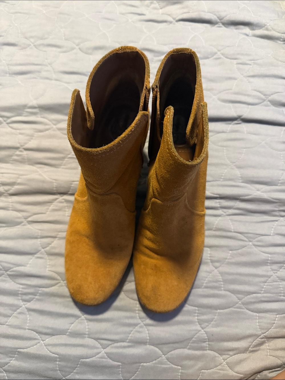 Tory Burch Mustard Suede Ankle Booties